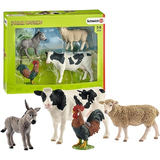 Mô hình Bộ động vật Nông trại (Bò sữa, Cừu, Gà trống, Lừa) SCHLEICH 42385- TTH
