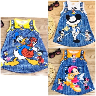 Đầm suông sát nách thun lạnh in 3D bé gái 8-18kg