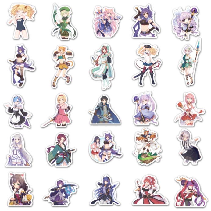 Combo Sticker CÔNG CHÚA PRINCESS CONNECT RE DIVE  nhựa PVC không thấm nước, dán nón bảo hiểm, laptop, điện thoại