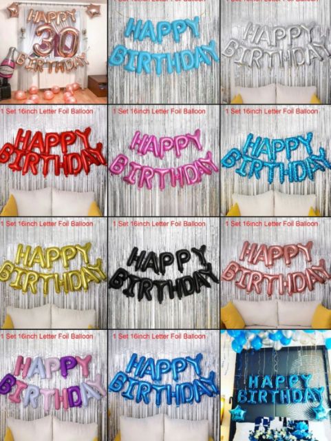 Set bóng chữ Happy Birthday trang trí sinh nhật