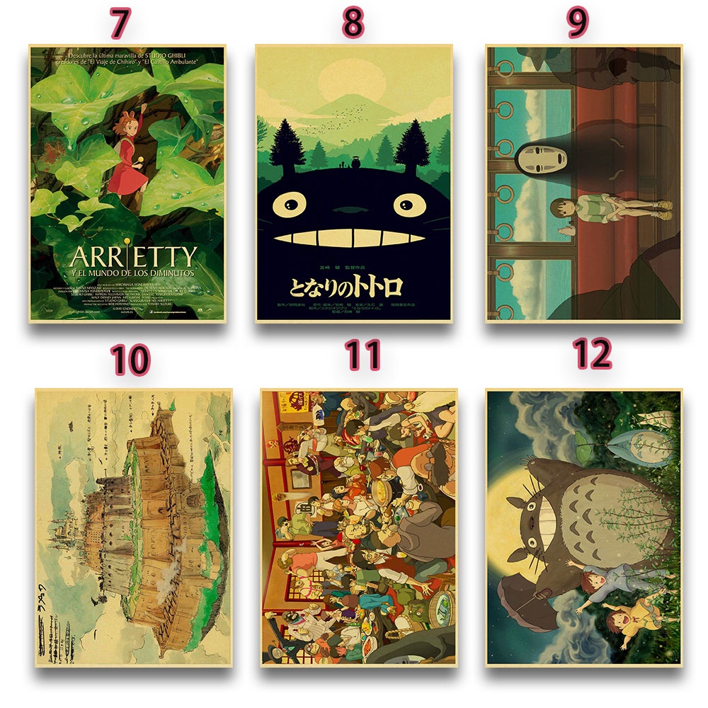 Poster Anime Hayao Miyazaki Bằng Giấy Chất Lượng Cao Phong Cách Retro Dùng Để Trang Trí Nội Thất / Quán Bar MS: 326