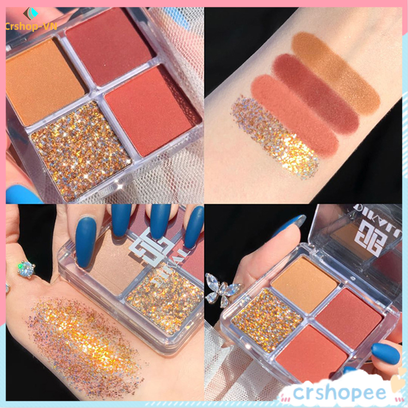 (Hàng Mới Về) 1 Bảng Phấn Mắt Bốn Màu Lấp Lánh Chống Thấm Nước | BigBuy360 - bigbuy360.vn