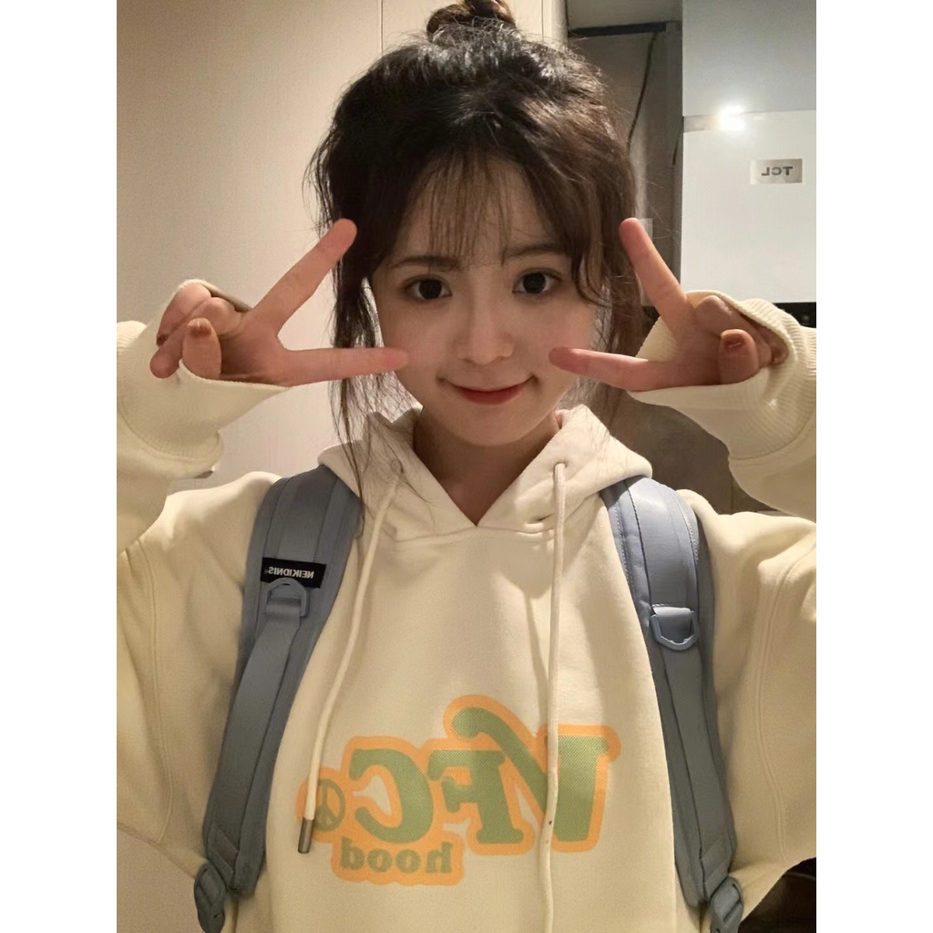 NRVP Áo Hoodie Tay Dài Oversize In Họa Tiết Phong Cách Hàn Quốc Kiểu Mới Cho Nam / Nữ