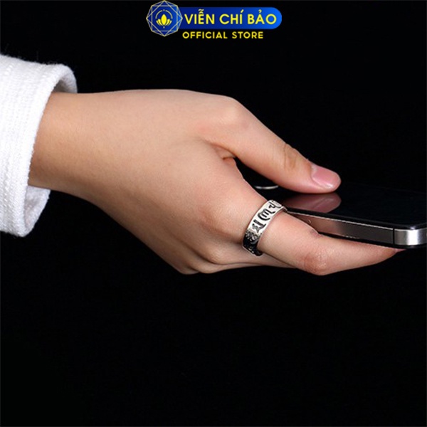 Nhẫn bạc nam Lục Tự Đại Minh Chân Ngôn chất liệu bạc Thái 925 thời trang phụ kiện trang sức Viễn Chí Bảo N100593