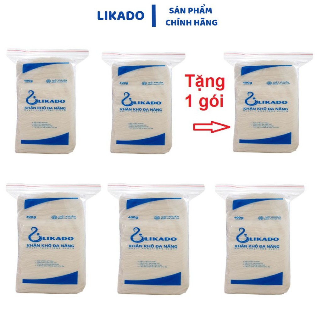 [LIKADO] Khăn vải khô đa năng LIKADO 400g kích thước (15 *20) 300 tờ ( 6 gói)