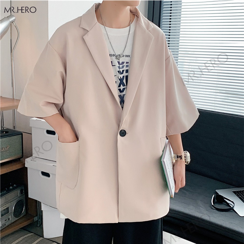 Áo blazer tay lỡ unisex form rộng nam hè thu phong cách Hàn Quốc-BZ05 M.RO