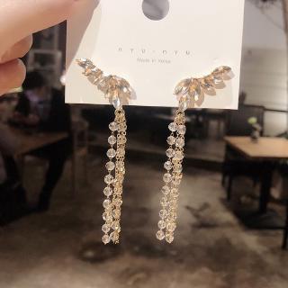 Long silver earrings S925 long red Korean net
