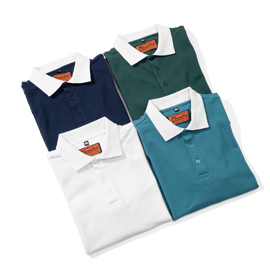 Áo thun Polo nam phối sọc thể thao 4 màu CHEMICAL 2012068 vải Cotton cao cấp CUONG STORE
