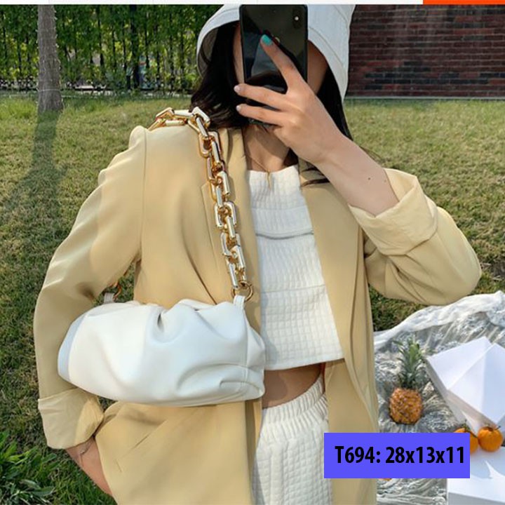 Túi xách đeo vai kẹp nách nữ xích to cá tính phong cách hàn quốc hàng quảng châu T694