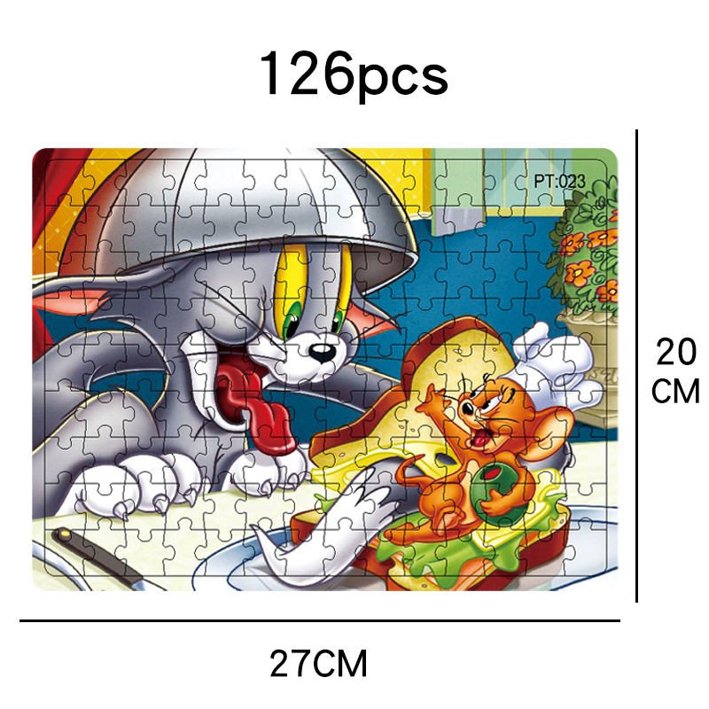 Bộ đồ chơi xếp hình 126 mảnh hoạ tiết mèo Tom dễ thương vui nhộn cho bé yêu