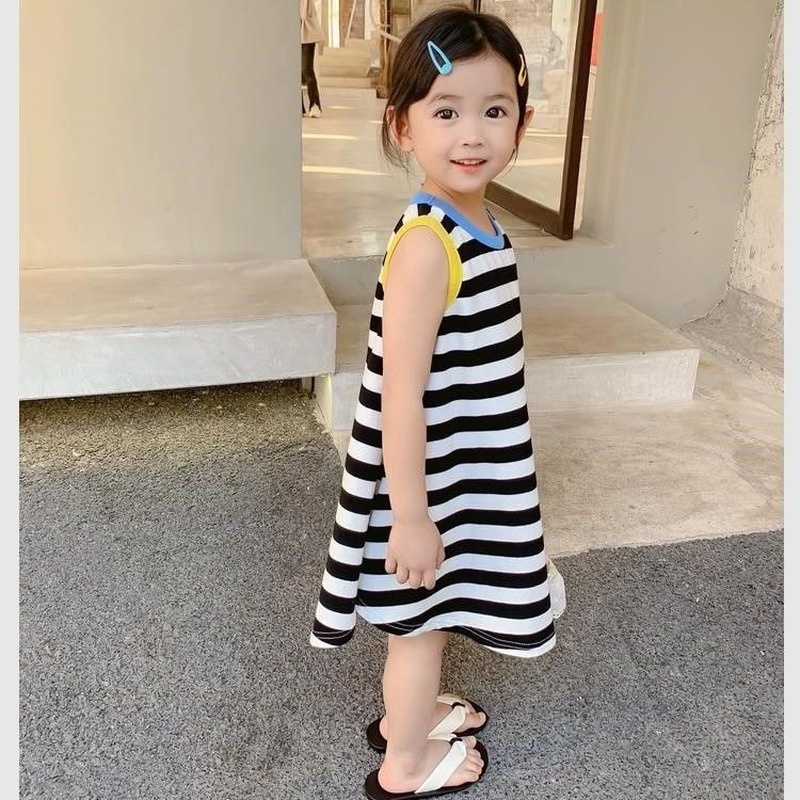 (MớI) Đầm SáT NáCh Kẻ SọC Cho Bé GáI