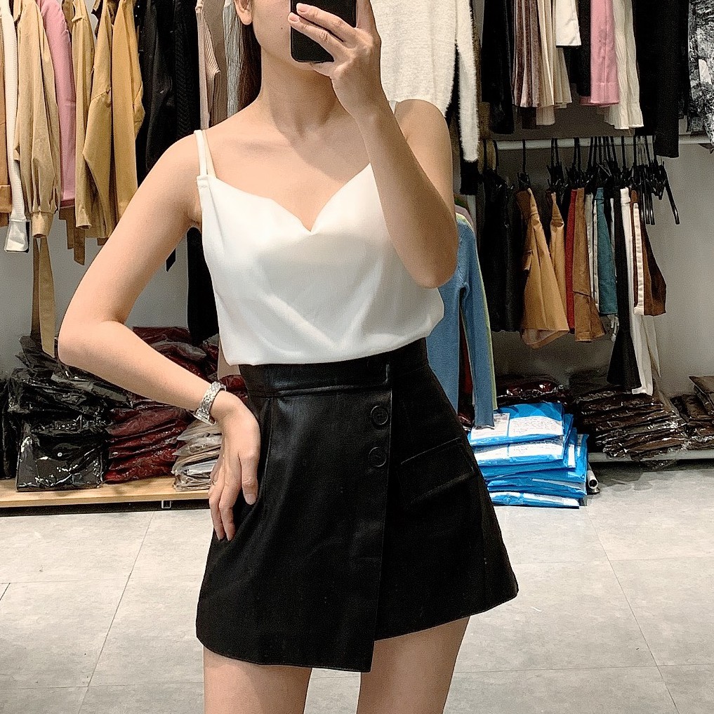 [FASHIONRUN19 - FASHIONHOT19] Áo hai dây nữ, cổ đổ, áo 2 dây có thể điều chỉnh, chất lụa dày đẹp, màu đen, be Me's Diary | BigBuy360 - bigbuy360.vn