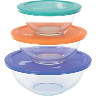 Bộ 3 Tô Thuỷ Tinh nhãn hiệu PYREX - Mỹ - Smart Essential Glass Mixing Bowl 1071025 - 1L-1.5L-2.5L