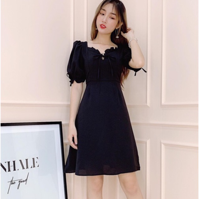 Đầm tay bồng rút 2 màu | BigBuy360 - bigbuy360.vn