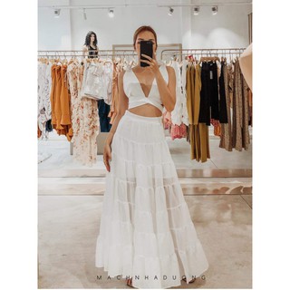 SET áo croptop cột dây sexy hotgirl chân váy dáng xòe nhiều tầng đẹp xinh giá rẻ phong cách thời trang