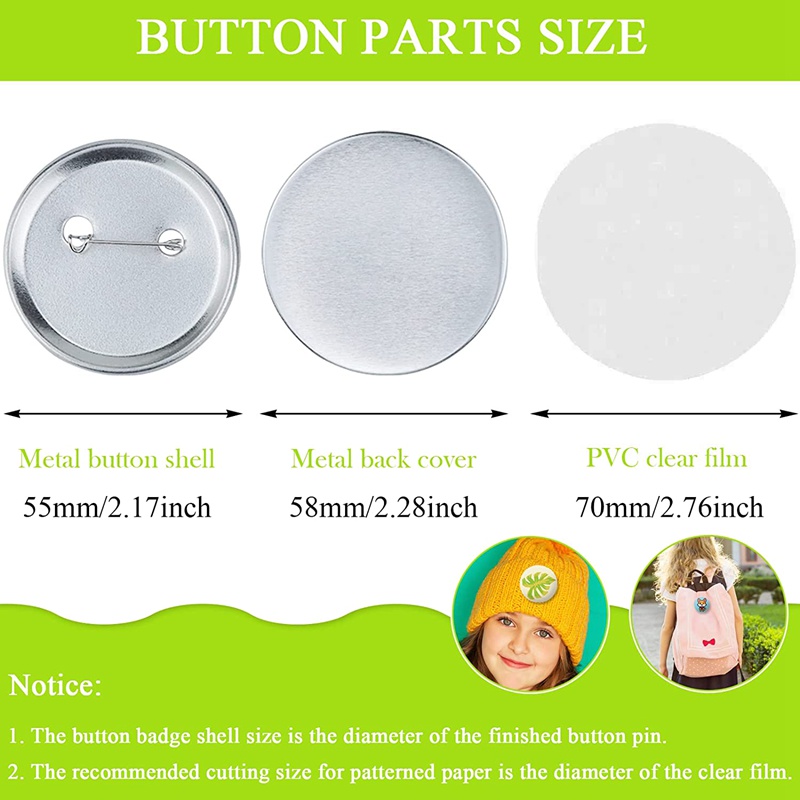 Bộ 100 Nút Tròn Bằng Kim Loại 58mm Dùng Làm Huy Hiệu Cài Áo Sau
