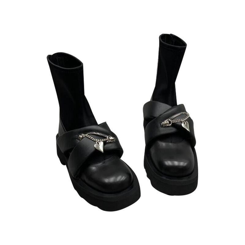 Giày Bốt Martin Đế Dày Có Khóa Kéo Sau Phong Cách Châu Âu Thời Trang Thu Đông Hàng Mới 2022