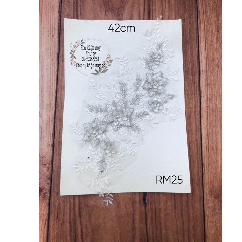 nhánh ren thêu chỉ mềm mại 42cm