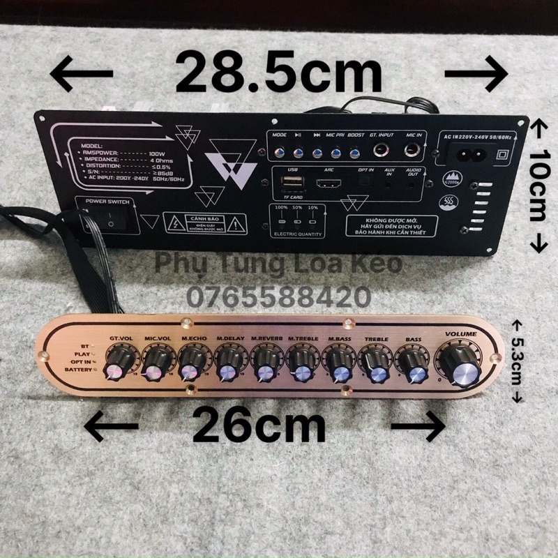 Mạch Loa Kéo Xách Tay K10 Mini Tiện Lợi Echo Reverb Công Suất 100w