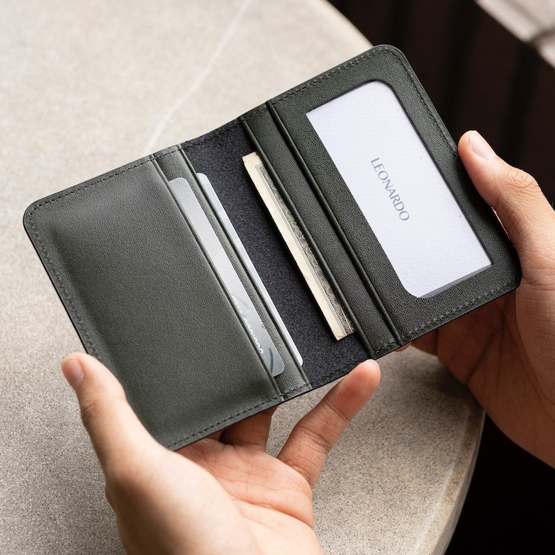 Ví Da Nam Đựng Thẻ Dáng Đứng Leonardo - Feasty Wallet - Da Bò Cao Cấp Bền Bỉ