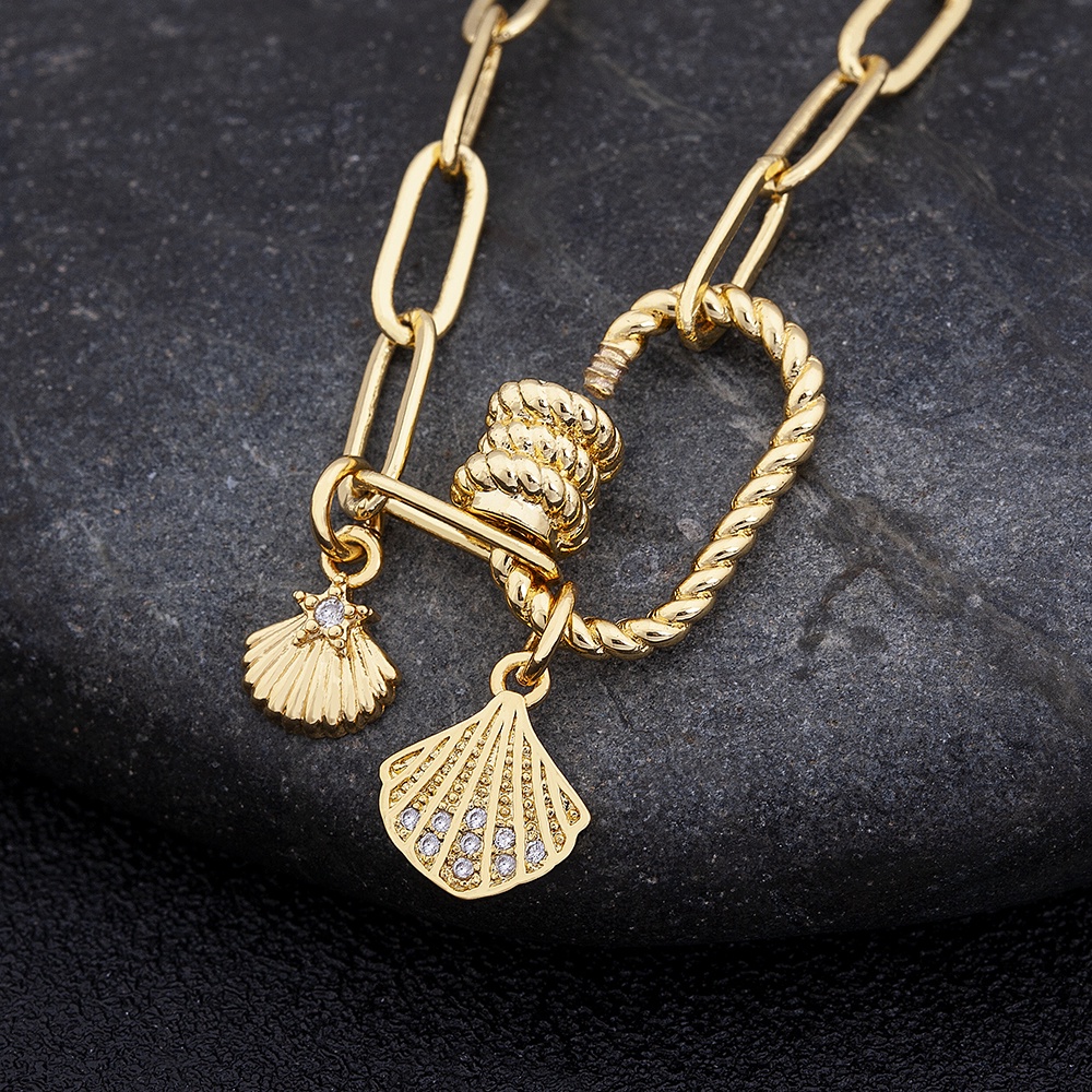 Vòng Tay Dây Xích Bằng Đồng 6 Kiểu Đính Đá Zircon Mặt Trăng Ngôi Sao Sang Trọng Chất Lượng Cao Cho Nam Nữ