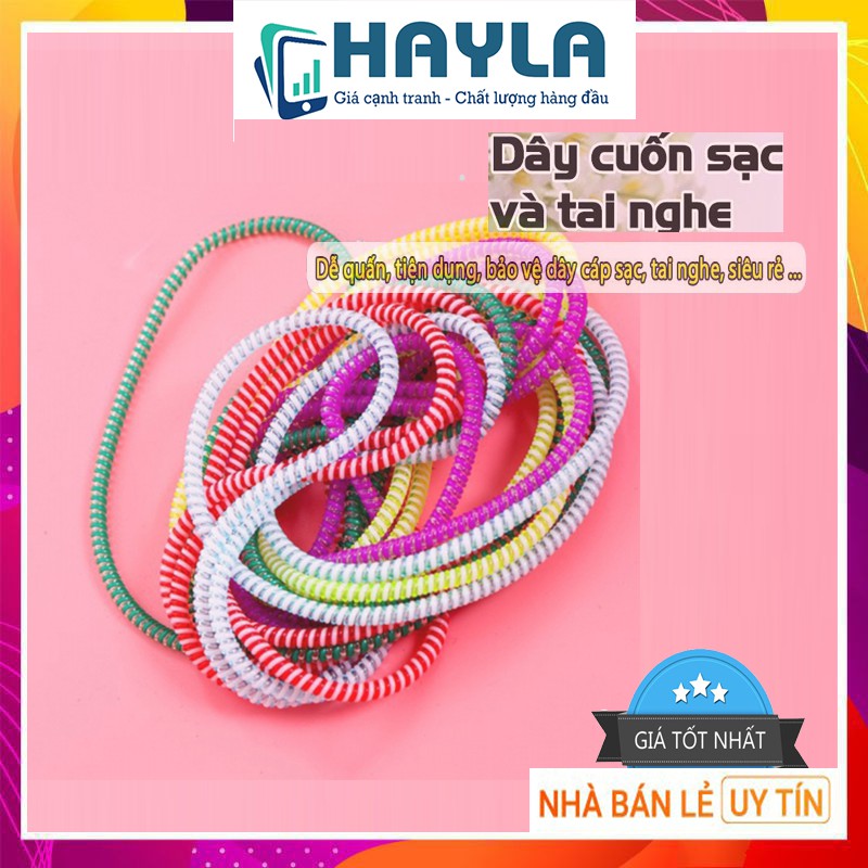 DÂY Cuốn chống đứt gẫy tai nghe, cáp sạc nhiều màu - Bảo vệ dây sạc , chống rối HAYLA DC01