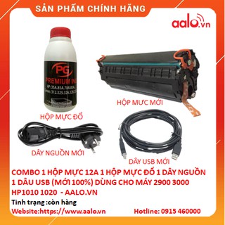 COMBO 1 HỘP MỰC 12A 1 HỘP MỰC ĐỔ 1 DÂY NGUỒN 1 DÂU USB (MỚI 100%) DÙNG CHO MÁY 2900 3000 HP1010 1020 - AALO.VN