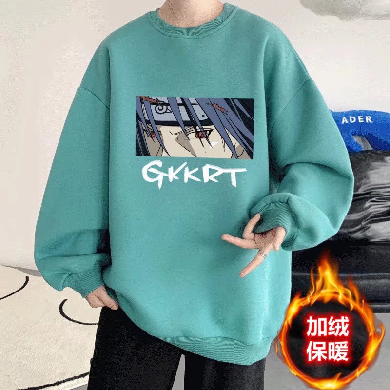 Áo sweater unisex cổ tròn dáng rộng in họa tiết anime thời trang mùa thu giản dị dành cho nam và nữ