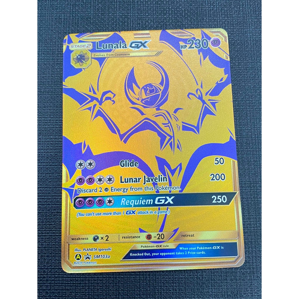 Thẻ bài Pokemon card- Lunala GX - SM103a - Promo - Gold Rare - NM- ENG