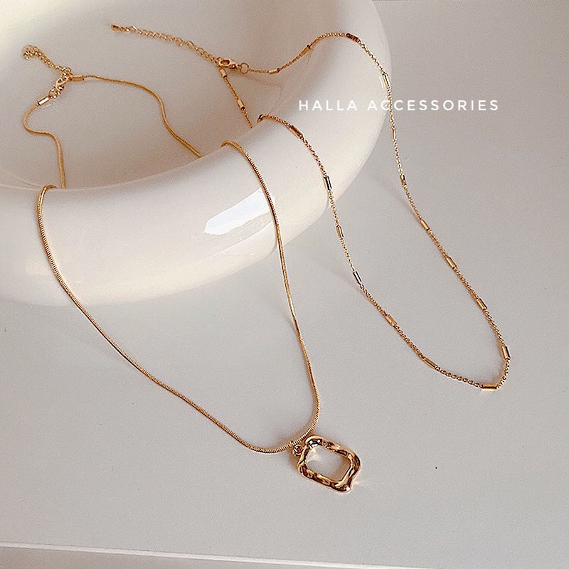 Dây chuyền Vòng cổ Choker TITAN basic chain 2 lớp dây tách biệt HALLA