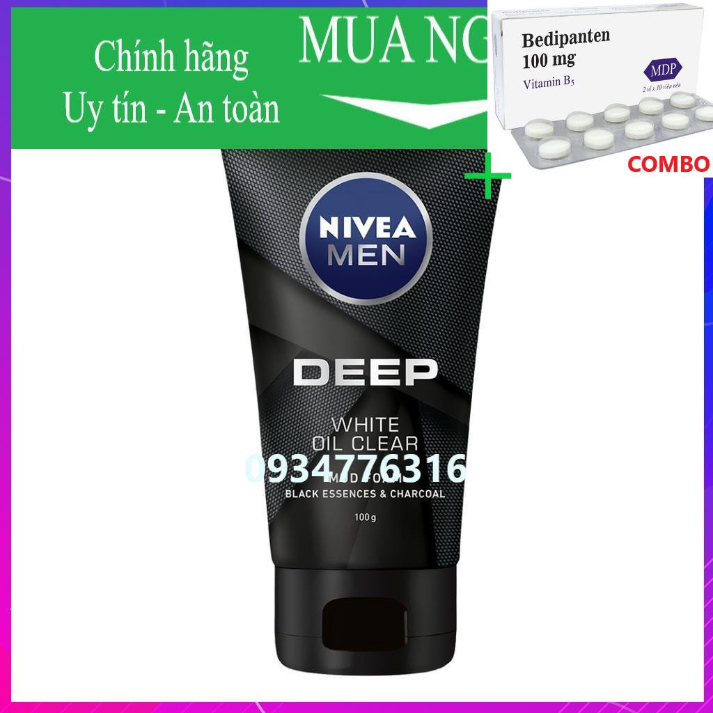 Combo Bedipanten 100mg +  ✅ Sữa rửa mặt Nivea Men than hoạt tính 50-100g