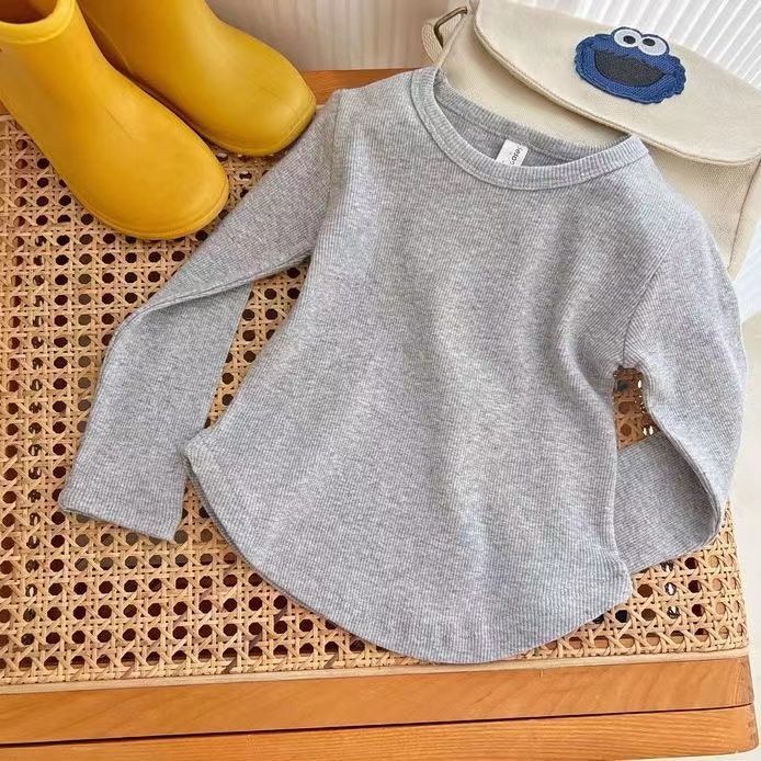 Áo Thun Tay Dài Màu Trơn Thời Trang Mùa Thu 2022 Mới Cho Bé Gái