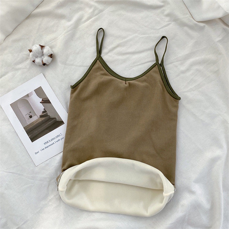 Áo Hai Dây Vải Nhung Dày Dặn Giữ Ấm Mùa Đông Cho Nữ