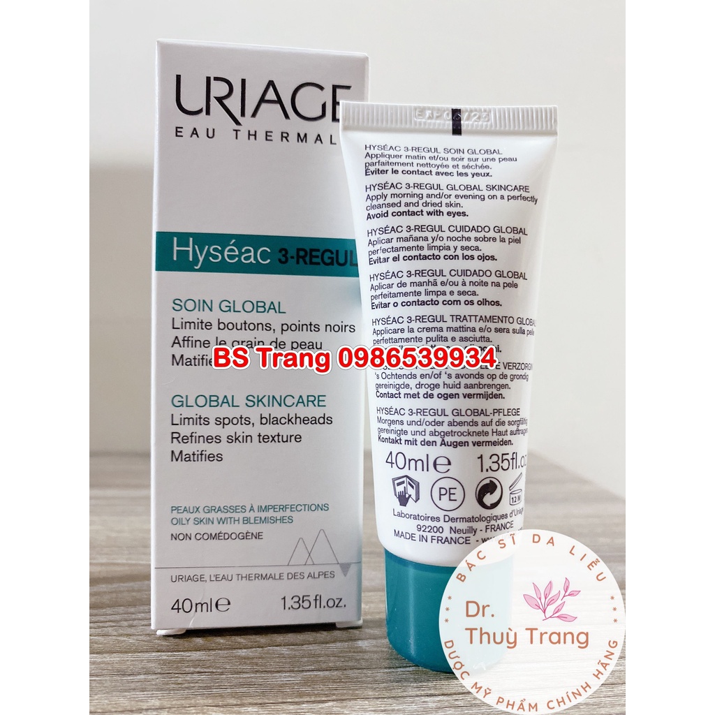 [CHÍNH HÃNG] Uriage Kem Ngăn Ngừa Mụn Trứng Cá Hỗn Hợp Hyseac 3Regul 40ml