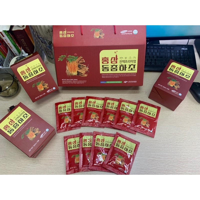 [HÀNG ĐỘC QUYỀN] Nước Hồng Sâm Đông Trùng Hạ Thảo, Hộp 30 Gói