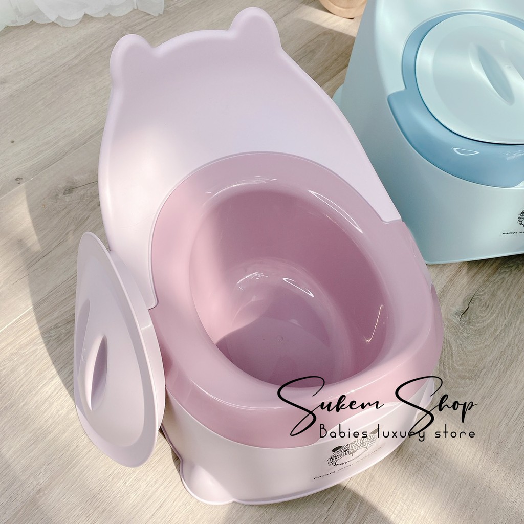Bô Vệ Sinh Cho Bé/Bô Ghế Tai Gấu Tiện Lợi, Đáng Yêu,Giúp Bé Tập Đi Vệ Sinh, Dễ Tháo Lắp Để Chùi Rửa