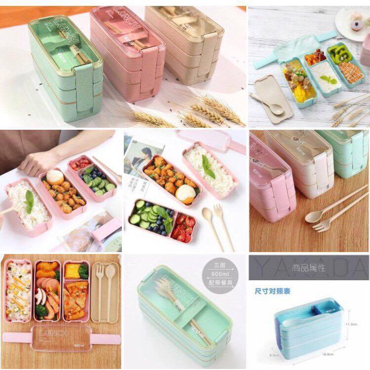 Hộp cơm lúa mạch 3 tầng