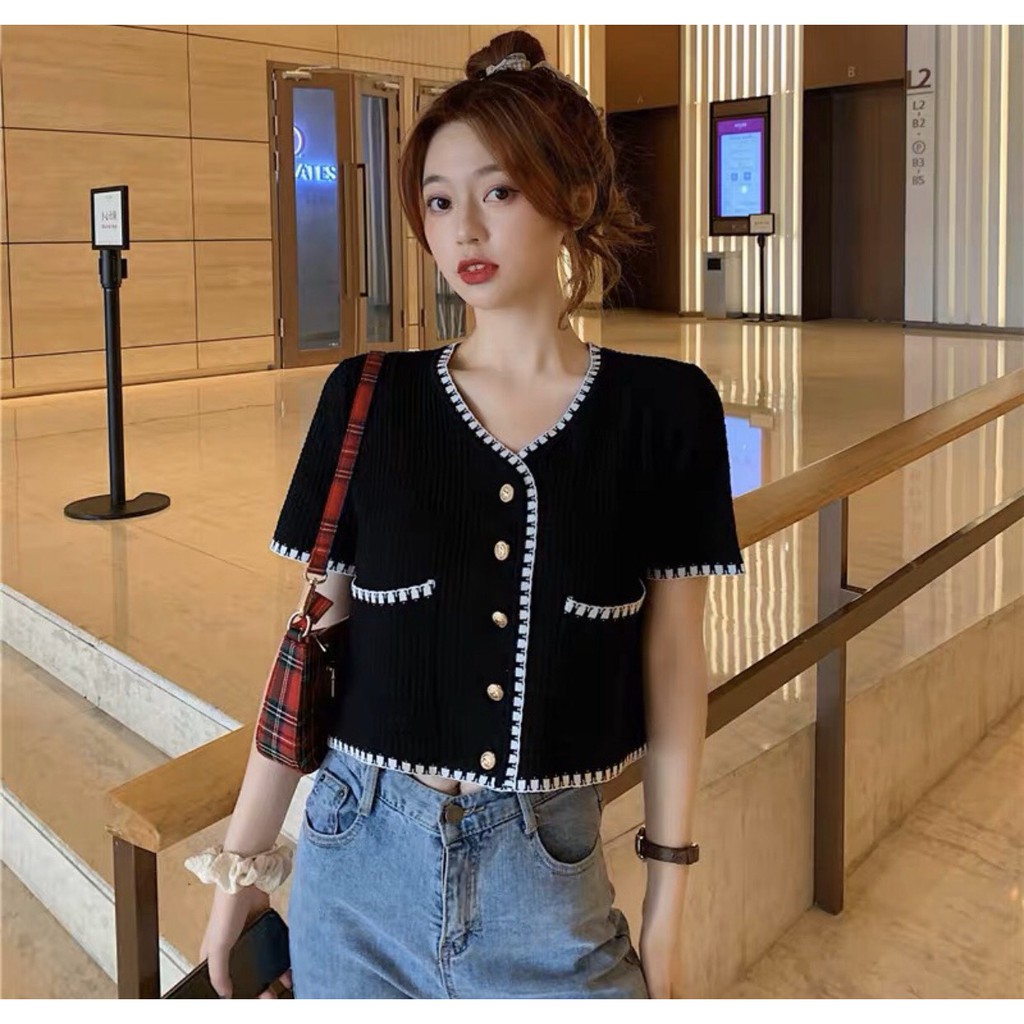 Áo Croptop Dệt Kim 💝 𝑃𝐻𝑂𝑁𝐺 𝐶𝐴́𝐶𝐻 𝐻𝐴̀𝑁 𝑄𝑈𝑂̂́𝐶 𝑋𝐼𝑁𝐻 𝑋𝐴̆́𝑁 💝 Áo Tay Lỡ Cadigan Cổ Tim Ulzzang 💖 | BigBuy360 - bigbuy360.vn
