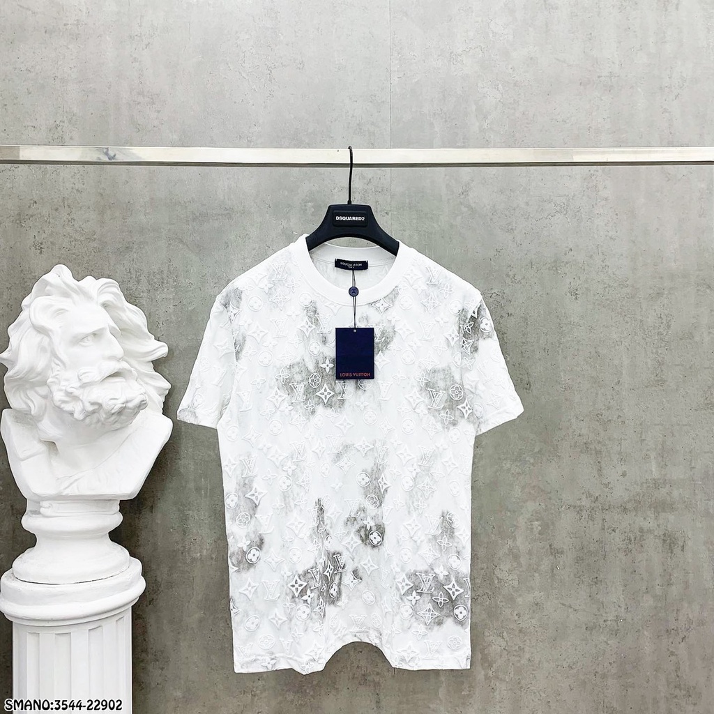Áo Phông Nam Nữ LV họa tiết dập nổi cotton mát mịn.Áo cộc cổ tròn nam nữ loang 100% cotton in nổi cao cấp MINH TÂY Store