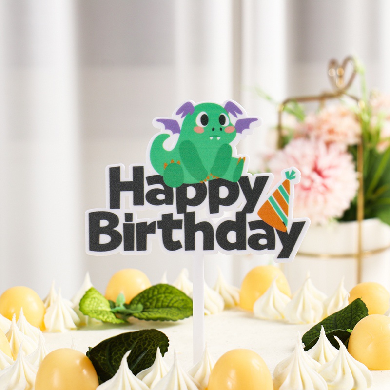 Set que cắm trang trí bánh kem hình khủng long dễ thương