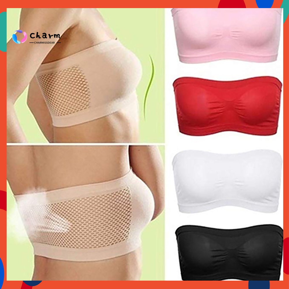 Áo Ngực Ống Không Dây Màu Trơn Thoáng Khí Hở Lưng Phong Cách Thể Thao Cho Nữ