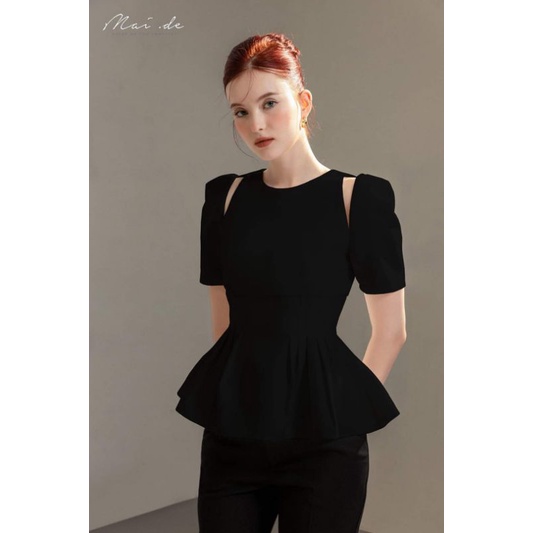 Set quần loe + Áo peplum hở vai sang chảnh