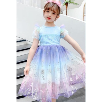 Đầm Công Chúa Chất Liệu Cotton Đính Kim Sa Lấp Lánh Thời Trang Cho Bé Gái