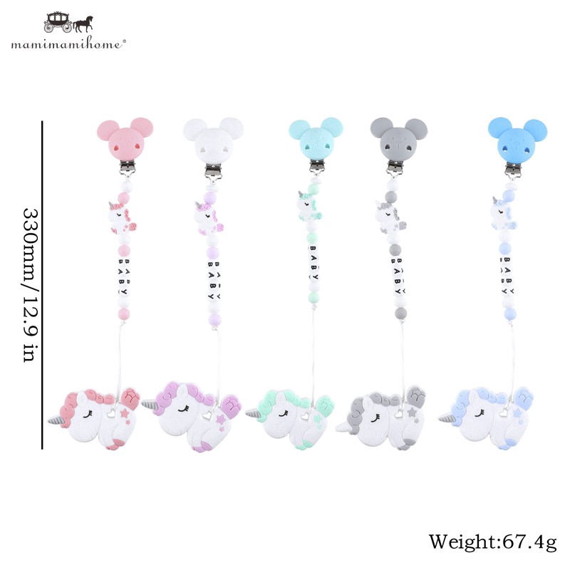 Chuỗi dây gặm đồ chơi MAMIMAMIHOME bằng silicone gắn đầu chuột Mickey hoạt hình dành cho trẻ em