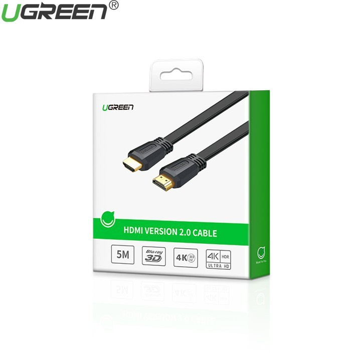 Cáp HDMI 2.0 Ugreen 50819 dây dẹt dài 1.5m - 5m hỗ trợ 4K 50819/50820/50821 - Bảo Hành 18 Tháng