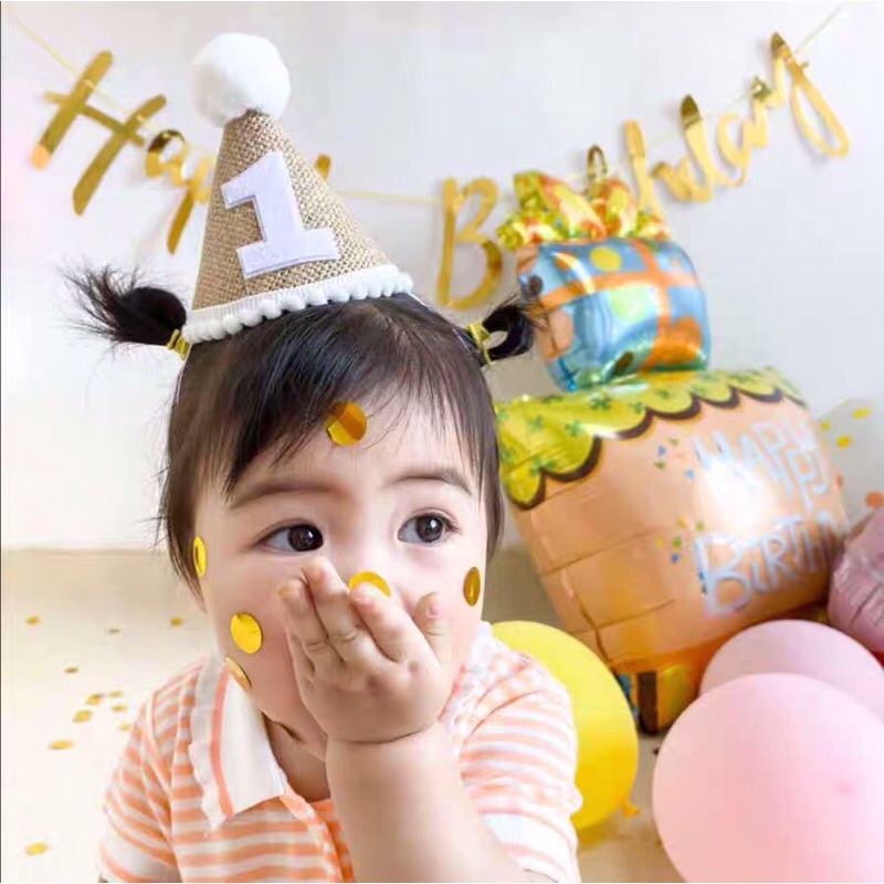 Mũ sinh nhật phong cách hàn quốc dành cho bé 1-5 tuổi
