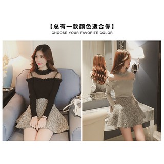 Ao len phối voan cổ quảng châu D1150