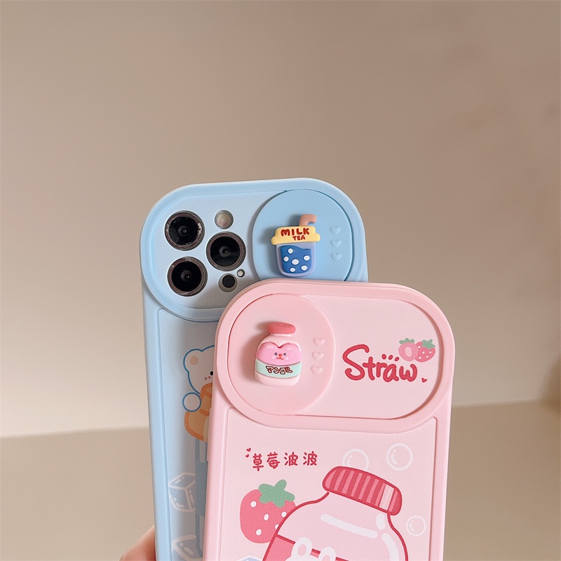 Bobo Ốp Điện Thoại Chống Sốc Chống Thấm Nước Hình Hộp Sữa Dâu Cho iPhone 12 13 11 PRO MAX XR 11 12 PRO 13 PRO MAX 14 14 PRO