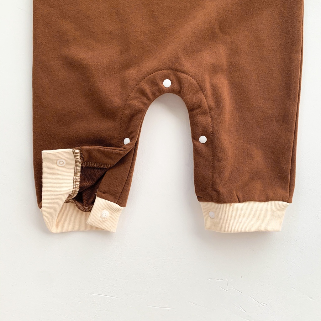 Áo liền quần tay dài hoạt hình gấu đơn giản dễ thương cho bé sơ sinh