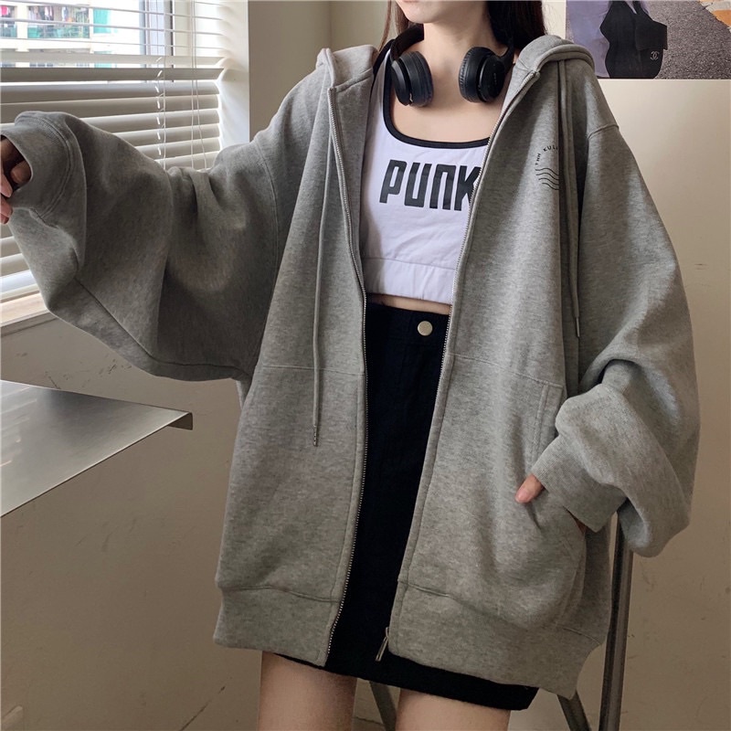 Áo khoác hoodie zip chất nỉ bông 2 lớp in hình sóng biểnn